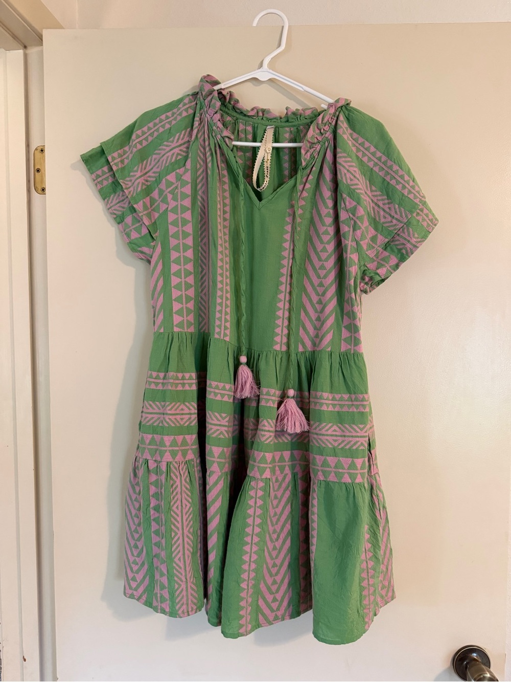 Uncle Frank Green and Pink Geometric Cotton Dress
